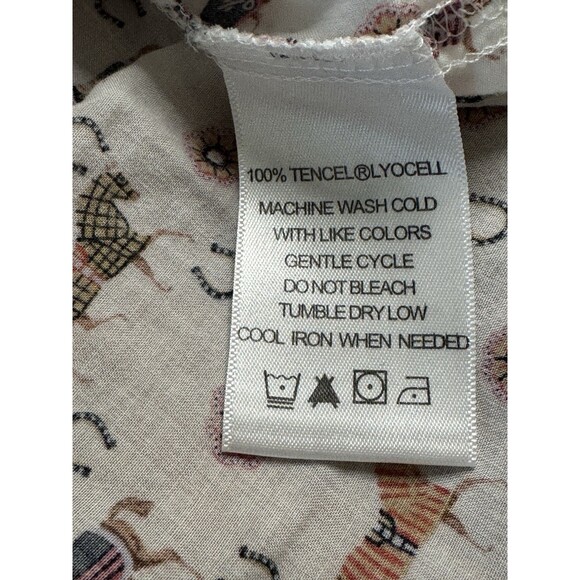 FoxCroft Tencel 100% Blouse Size 10 Long Sleeve Shirt Equestrian Horse Print - Picture 9 of 10